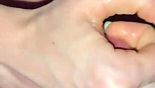 skinny milf with pierced nipples jerks cock then licks every sticky drop from juicy shaved pussy