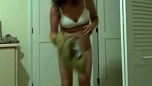 stepmom lifts dress for stepson to jerk off and explode all over her