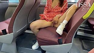 woman flashes wet pussy on crowded bus