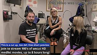 asian nurse channy in latex gloves fingers patient's shaved pussy and gaping ass backstage at hospital before anal assfucking