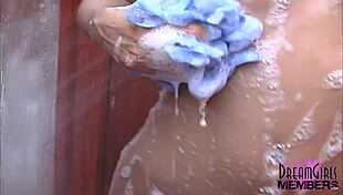 Raw shaves brunette asshole smooth in outdoor shower