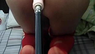 Ladyboy Yiyi rams her asshole in solo anal masturbation