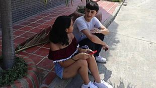 stepbro stops by to chat but convinces me to fuck while parents away in next room