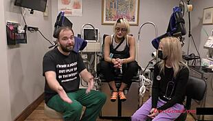 asian nurse channy in latex gloves fingers patient's shaved pussy and gaping ass backstage at hospital before anal assfucking