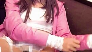 Crossdressing ladyboy masturbates pussy with net on crotch closeup