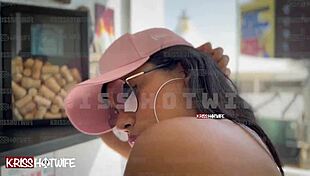 I'm flaunting my big pussy slut bikini on apartment balcony