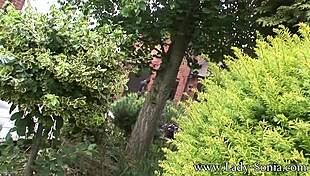 lady sonia bends over for bareback cock outdoors pounding