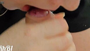 Redhead Milf Caresses Cock with Tongue Until He Cums