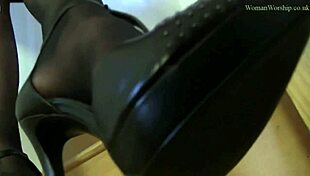 Office BITCH LICKS Fierce Lady's SHOES At Work Like A Total Submissive