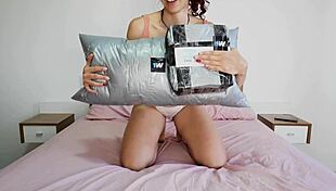 Big ass busty latina's lingerie unboxing reveals voluptuous curves and tits