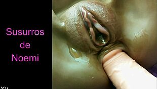 Shaved fat pussy takes thick dildo deep for creamy orgasm explosion