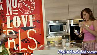 Messy Lesbians Sixty-Nine After Intense Catfight Sweat