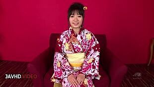Chiharu in kimono delivers JAV blowjob sparking intense wife fuck action