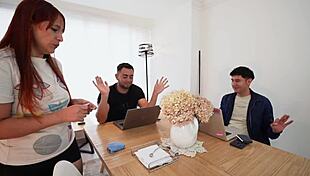 Hot young babe pays mute maid for threesome while stepmom sleeps!