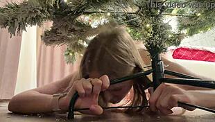 Stepsister Stuck Under Christmas Tree? Time to Rip Clothes and Pound Her Tight Ass