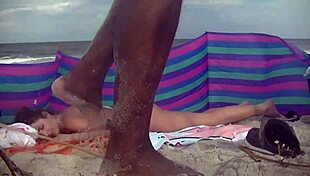 Nude beach wife fucked hard by BBC creampie