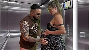 pregnant neighbor sucks huge cock in elevator! i explode in her mouth