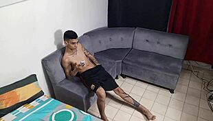 Latina stepsister catches me stroking then helps with her big ass ride