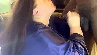 BBW slut slurps monster black cock sloppily