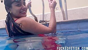 Sexy pale brunette moonblack teases by the pool with natural small tits week 52 release!