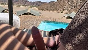 Amateur mature flashes monster cock for outdoor cumshot