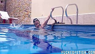 Sexy pale brunette moonblack teases by the pool with natural small tits week 52 release!