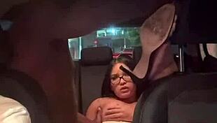 Sitting bare on the rideshare driver's dick while making my fiancé drive 😈🍆 big cock pounding my ass outdoor interracial fun