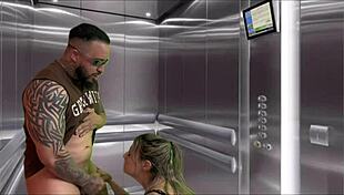 pregnant neighbor sucks huge cock in elevator! i explode in her mouth