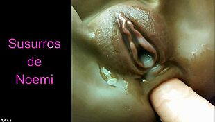 Shaved fat pussy takes thick dildo deep for creamy orgasm explosion