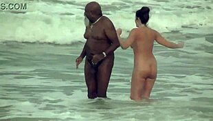 Nude beach wife fucked hard by BBC creampie