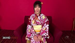 Chiharu in kimono delivers JAV blowjob sparking intense wife fuck action