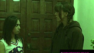 Cheerleader squirts orgasm on milf's fingers then tribs pussy into her mouth