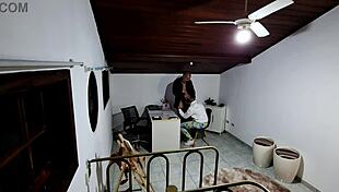 student seduced by teacher in office bends over for doggystyle sex