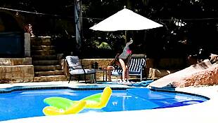 i gag on emma haize's poolside huge cock pov deepthroat facial