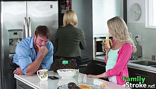 Quietly sucking stepdaddy's thick cock in secret