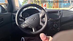 guy jerks off hard in car then hunts for more stiff cock info outdoors