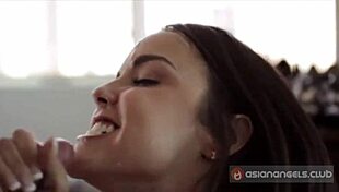 teens slurp huge bananas in wild cumshot facial compilation