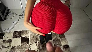 huge load blasts my athletic stepsis ass while she checks her sports bra