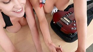 huge tits skye blue and tru kait share one massive dick pounding