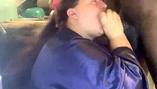 BBW slut slurps monster black cock sloppily