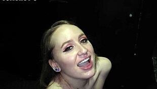 damn lizzie swallows 12 massive cumshots like gloryhole whore queen!!