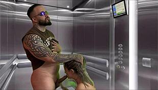 pregnant neighbor sucks huge cock in elevator! i explode in her mouth