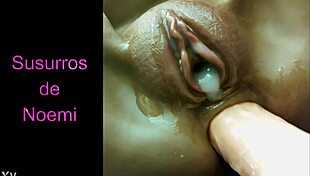 Shaved fat pussy takes thick dildo deep for creamy orgasm explosion