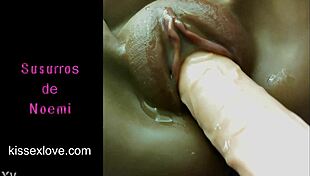 Shaved fat pussy takes thick dildo deep for creamy orgasm explosion