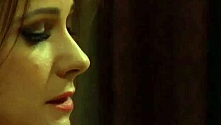 Naughty femdom mistress kisses bound slave girl while fingering pussy to orgasm in bdsm play