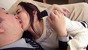 Japanese mature secretary's saggy tits flop as old boss uncensors rough jav doggystyle creampie fuck