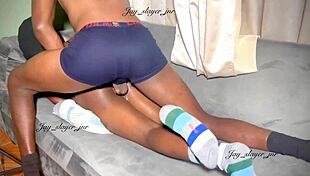 Petite Ebony Rough Cowgirl Fucked with Pussy Eating Cumshot