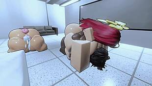 two dominant bitches roughly ride monster cock roblox condo creampie