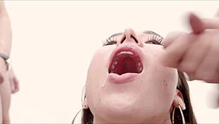 hot mexican milf lilith regia swallows tons of cum in wild bukkake orgy