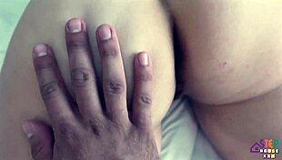 Two hot brunettes invite neighbor for bareback threesome fun next door.